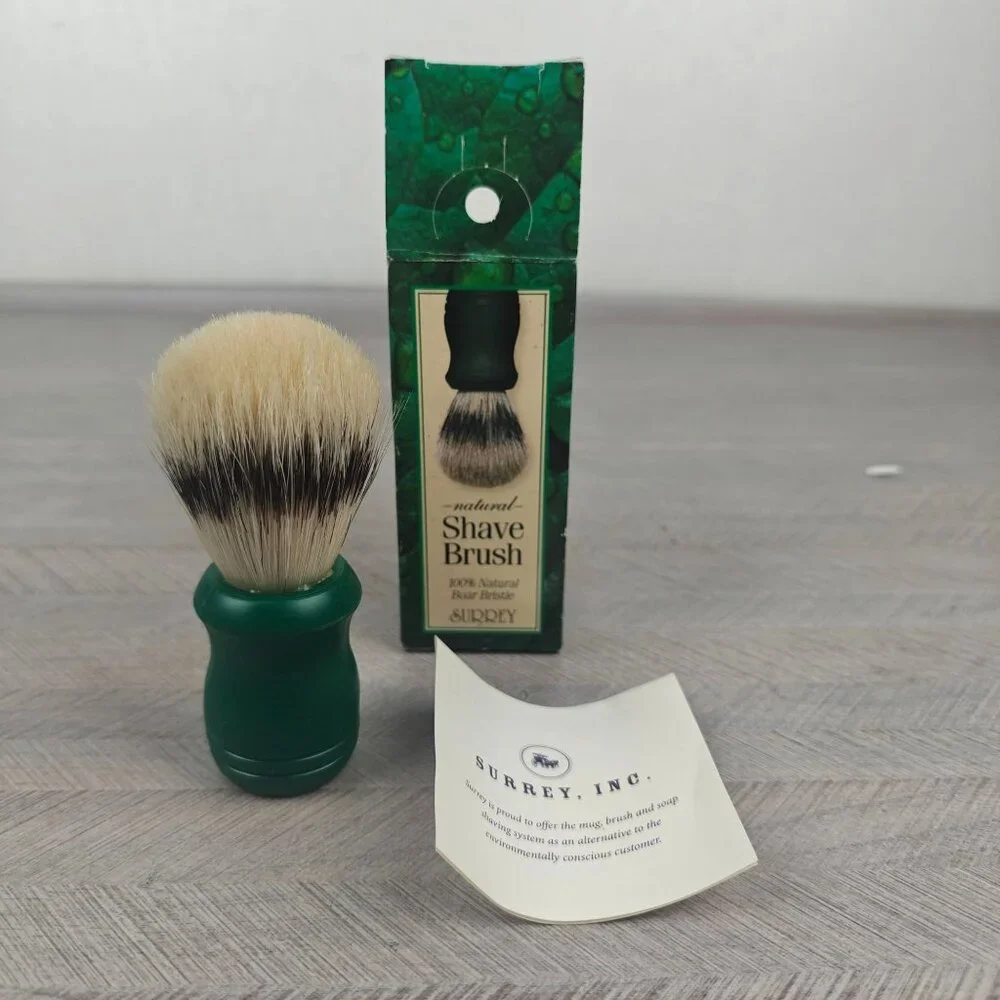 Surrey Natural Shave Brush 100% Boar Bristle Handmade In USA - Picture 2 of 3
